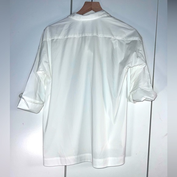 J JILL crisp white 3/4 sleeve, stand up collar tunic shirt. Women’s petite xs - Picture 3 of 7